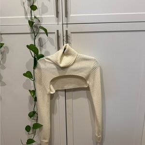 H&M Cream Cowl Neck Cropped Sweater